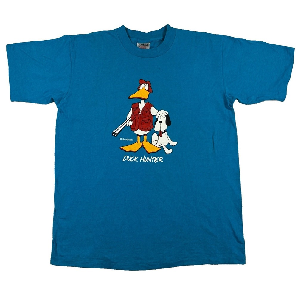 Vintage Duck Hunter John Baron T-Shirt Adult XL Blue Single Stitch